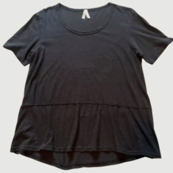 Pact Organic Cotton Tissue Tiered Short Sleeve Tee in Soot (black) - Picture 1 of 5